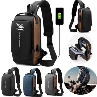 Men's USB Charging Crossbody Sling Bag for Outdoors