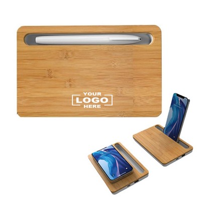 Bamboo Wireless Charging Station and Organizer