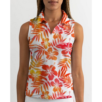 Women's Sleeveless Golf Polo - Aloha Sunrise