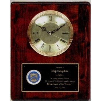 Piano Finish Clock & Plaque w/ Round Dial