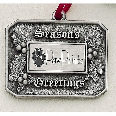 Marken Design Holly Season's Greetings Cast Ornament w/ Silk Screened Plate