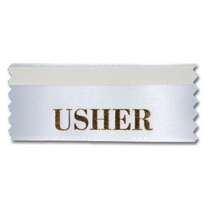 1-5/8"x4" Horizontal Stock Title Ribbon W/ Tape (Usher)