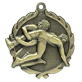 Medal, "Wrestling" - 1 3/4" Wreath Edging