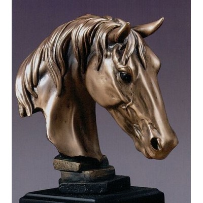 Bronze Finish Horse Head Trophy w/Rectangle Base (5"x7.5")