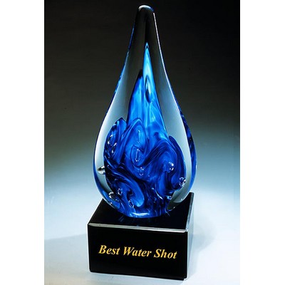 Best Water Shot Art Glass Award w/ Marble Base (3"x8")