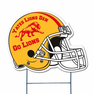 Football Helmet 2 Corrugated Vinyl Die Cut Yard Sign (18.75"x24")