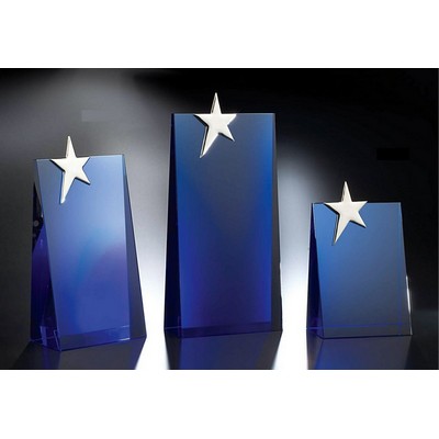 Star Performer Blue Optic Crystal Award (4¾"x8")