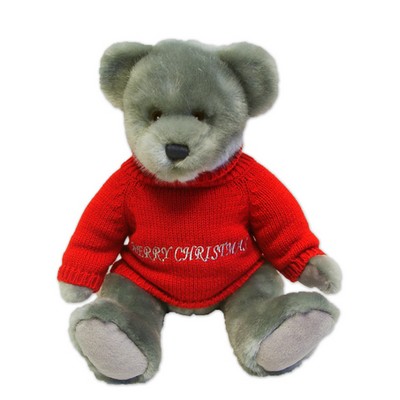 Custom Plush Gray Christmas Bear