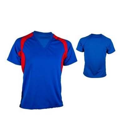 Adult Dazzle Cloth Soccer Jersey Shirt w/ Contrast Front Panel & V-Neck Trim