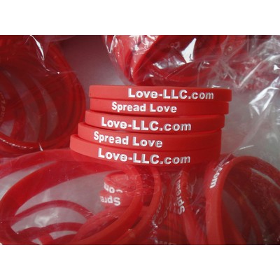 1/4" (6mm) Wide Debossed Silicone Wristband w/Color Fill