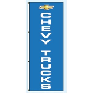 Double Faced Free Flying Drape Flags (Center Panel - Chevy Trucks™ - Blue) (3' x 8')