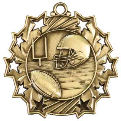 Ten Star Football Medal - 2-1/4"