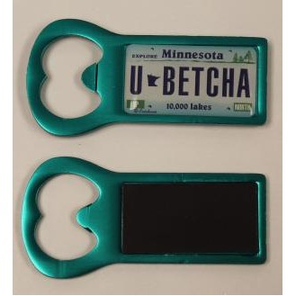 Teal Green Aluminum Bottle Opener Magnet