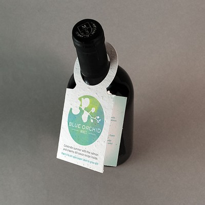 2-Sided Seed Paper Wine Bottle Tag w/Fold