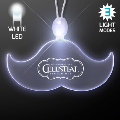 Acrylic Mustache Shape Necklace w/White LED - Domestic Print