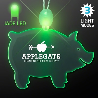 Acrylic Pig Shape Necklace w/Green LED - Domestic Print