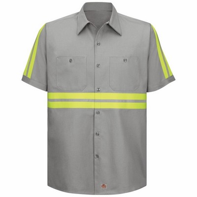 Red Kap® Light Gray Enhanced Visibility Cotton Short Sleeve Work Shirt