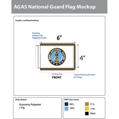 Army National Guard Antenna Flags 4x6 inch