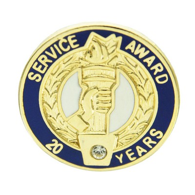 ¾" 20 Years of Service w/Swarovski Crystal Stone Award Pin