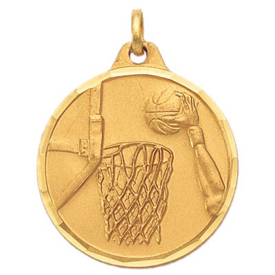 E Series Die Struck Basketball Medal w/Net & Ball