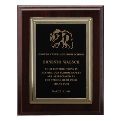 Walnut Finish Plaque w/Embossed Borders Plate