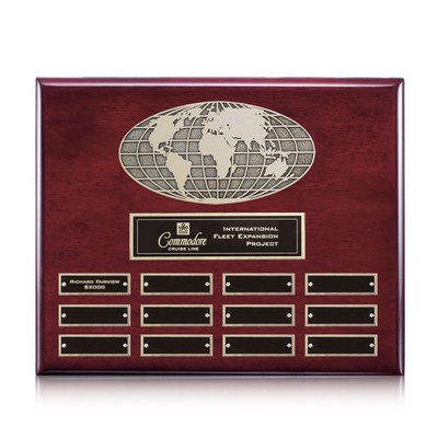 World Perpetual Plaque (Horiz) - Rosewood 12 Plate