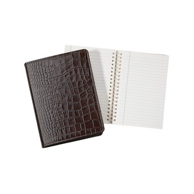 Refillable Spiral Notebook W/ Crocodile Leather Cover (5 3/8"x7 3/8")