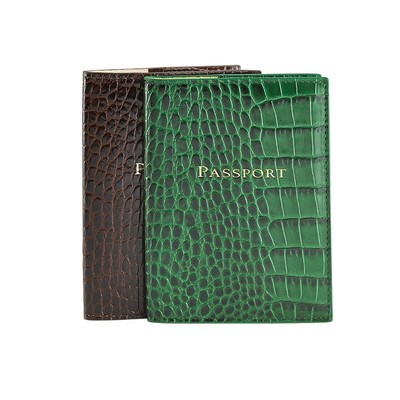 Passport Holder - Crocodile Embossed Leather