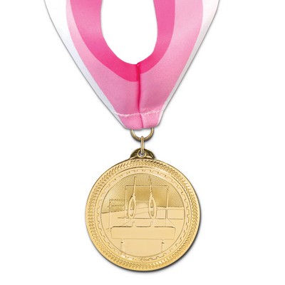 2" Gymnastics Brite Laser Medal w/ Stock Millennium Neck Ribbon