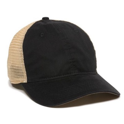 Premium Washed Twill Cap w/Tea-Stained Mesh Back