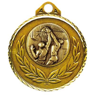 Stock Diamond Wreath 2" Medal -Basketball Male