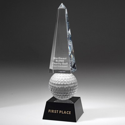 15" Crystal Award-Monumental Golf Obelisk