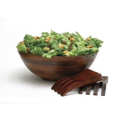 Lipper Cherry Finish Salad Bowl & Salad Hands (3 Piece Set)