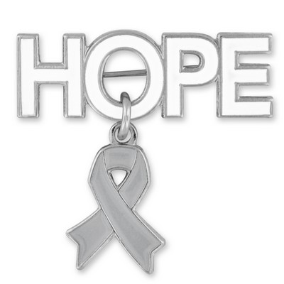 Hope with Grey Ribbon Charm Pin