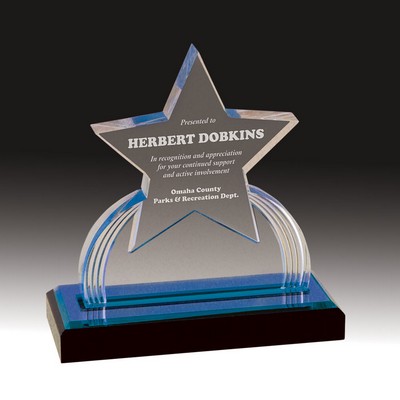 6¼" Blue Carved Star Impress Acrylic Award