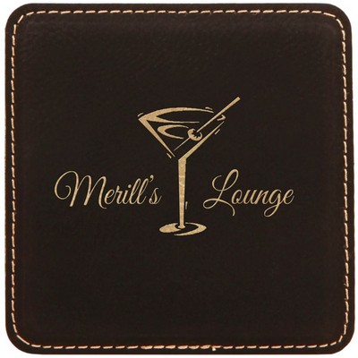 Leatherette Square Coaster - Black