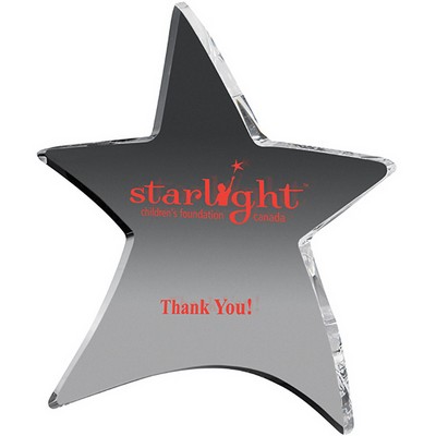 Clear Moving Star Paperweight (4 1/2"x 5"x 3/8") Screen-Printed