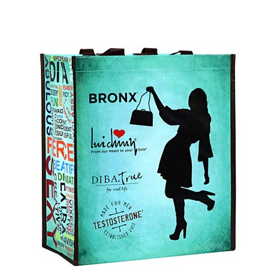 Custom Full-Color Laminated Woven Promotional Tote Bag 13"x15"x8"