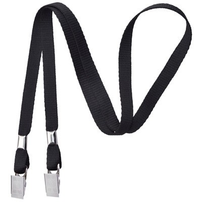 3/8" Blank Double Ended Lanyard w/Bulldog Clip (Black)