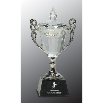 8" Crystal Cup with Silver Handles and Stem