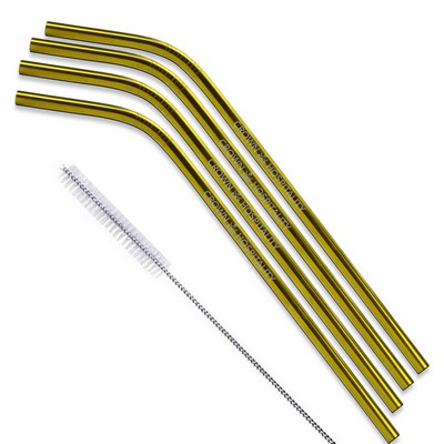 Bent Stainless Steel Straws: Set of 4 in Gold and/or Copper