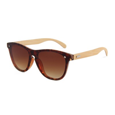 Bamboo Sunglasses - Gradient Brown Lenses - Black Frames