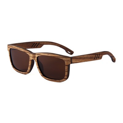 Zebra Wood Sunglasses - Brown Polarized Lenses