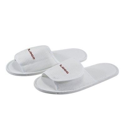 Waffle Velcro Open Toe Slippers / Spa Slippers / Unisex Slippers / Hotel Slippers