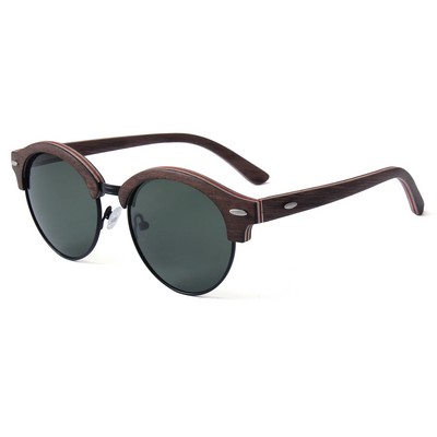 Walnut Wood Arms - Dark Green Polarized Lens - Walnut Wood Frames