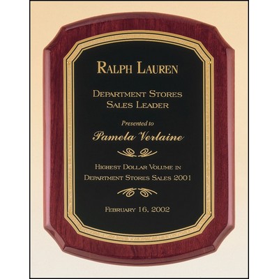 Airflyte® Rosewood Piano-Finish Plaque w/Brass Plate & Solid Gold Florentine Border (10.5"x 13")