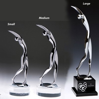 Fantastic Metal Golfer Trophy with Crystal Base-Large - Sand Blasting