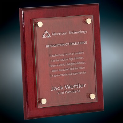 8" x 10" Rosewood Piano Finish Floating Glass Plaque