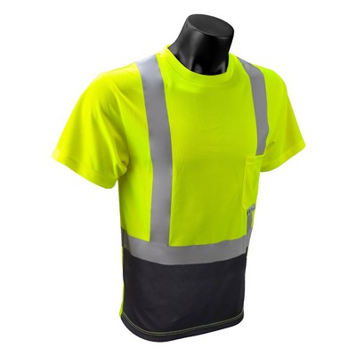 Radians® Hi-Viz Black Bottom T-Shirt w/Max-Dri and Stretchable Striping