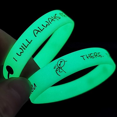 Glow In the Dark Silk Print Silicone Wristband